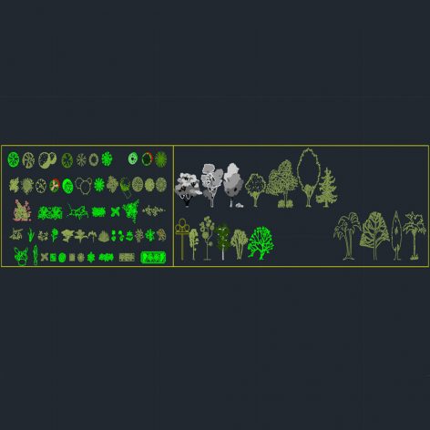 آبجکت درخت و فضای سبز اتوکد